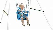 Sportspower My First Toddler Swing - Heavy-Duty Baby Indoor/Outdoor Swing Set with Safety Harness, Blue, 52"L x 55"W x 47"H