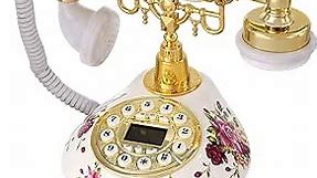 WICHEMI Vintage Telephone Antique Phone Old Fashioned Push Button Dial Landline Phone Classic Retro Telephone w/LCD Display Corded Telephones for Home Office Cafe Bar Star Hotel