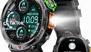 Military Smart Watch for Men (Call Receive/Dial) with LED Flashlight, 1.45