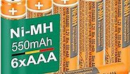 CIEEDE HHR-55AAABU NI-MH AAA Rechargeable Battery for Panasonic 1.2V 550mah 6Pack NiMH AAA Batteries for Panasonic Cordless Phones, Electronics, Remote Controls
