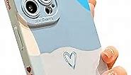 YKCZL Compatible with iPhone 12 Pro Case 6.1 inch, Cute Painted Art Heart Pattern Full Camera Lens Protective Slim Soft Shockproof Phone Case for Women Girls(Blue)