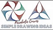 How to draw geometric designs | Parabolic Curve art | Inspired by String art | Free Templates