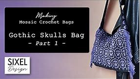 Gothic Skulls Mosaic Crochet Bag Part 1 | Sixel Design