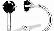 Hypoallergenic Earring for Women Men, Black CZ Sterling Silver Small Huggie Hoop Earrings, Minimalist Small Silver Hoop Earrings