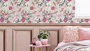 Zeeko Peel and Stick Wallpaper Vintage Floral Wallpaper 17.7in x 9.8ft Multicolor Daisy Peony Self Adhesive Stick on Wallpaper Pink Contact Paper for Kitchen Bedroom Wall Decor