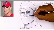 John Cena Pencil Sketch Easy WWE, Realistic Face Pencil Sketches #johncena