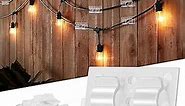 30 Pack Hooks for Outdoor String Lights; Outdoor Light Clips for String Lights with Large Waterproof Adhesive Strips, Dual-Head Sturdy String Light Hooks, Outdoor Hooks for Lights/Cable Cord