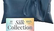 Niagara 100% Mulberry Silk Pillowcase - 30 Momme Silk Pillow case for Hair and Skin - Grade 6A Silk Pillow Cases with Zipper - Soft & Cooling Navy Blue Silk Pillowcase Queen Size (20"x30")