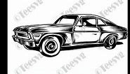 Classic Car CLIPART Black and White PNG JPG SVG Free - Easy Old Car Outline - Simple Antique Vintage