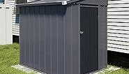 VEIKOU 4' x 8' Outdoor Storage Shed, Lean-to Shed Kit with Thickened Galvanized Steel, Small Metal Shed with Lockable Door, Patio Garden Tools Shed Utility Bike Storage w/Air Vents, Grey & Black