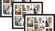 Golden State Art, 13.7x15.7 Matted Black Wood 7-Opening for 4 x 6 Collage Picture Frame, 3 Pack