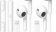 2 Pack-Earbuds iPhone Headphones Lightning Wired Earbuds [MFi Certified](No Bluetooth Connection Required) Built-in Microphone & Volume Control Compatible with iPhone 14/13/12/11/XR/XS/X/8
