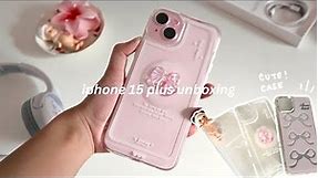 ☁️ iPhone 15 plus (Pink) unboxing & accessories ! 🎀 cute phone case ideas