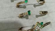 Hand made emerald and diamond bangle cuff tennis solid gold bracelet 6-8 inches May baby gifts