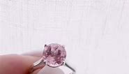 Lizzy Round Champagne Sapphire 4 Claw Prong Cathedral Engagement Ring #pinksapphire #engagementring