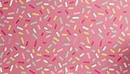 Ambesonne Pink and White Peel & Stick Wallpaper for Home, Abstract Pattern of Colorful Donut Sprinkles Tasty Food Bakery Theme, Self-Adhesive Living Room Kitchen Accent, 13" x 100", Pastel Pink
