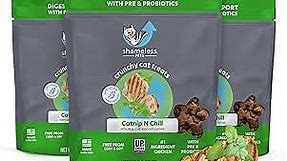 Shameless Pets Crunchy Cat Treats - Catnip Treats for Cats with Digestive Support, Natural Ingredients Kitten Treats with Real Chicken, Healthy Flavored Feline Snacks - Catnip N Chill, 3-Pk