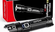 KEPEAK Flashlight, Rechargeable Flashlights High Lumens, 9000 Lumens Super Bright LED Flash Light, Powerful, Zoomable, Tactical Flashlight for Camping, Emergency