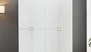 Sophshelter Armoire Wardrobe Storage Cabinet Wood: 4 Door 2 Drawers Tall Cabinet White Closet for Large Capacity with 2 Shelves and Metal Handles for Armoire Storage Cabinet (63"L x 20.3"W x 78.7"H)