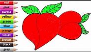 Peaches Drawing| Fruit Drawing| How to Draw Peaches|