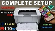 HP LaserJet M110we Setup, Unboxing, Install Ink Toner, Load Paper, Wireless Setup, Printing Review