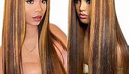 Flady 4/27 Highlight HD Lace Front Wigs Human Hair Pre Plucked Honey Blonde Ombre Wig Human Hair 150% Density Straight Glueless Wigs Human Hair for Black Women
