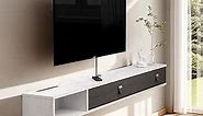 Pmnianhua Floating TV Stand with Doors,47''Wall Mounted TV Cabinet, Floating Media Console,Wall TV Console,Under TV Entertainment Shelf with Storage for Bedroom Living Room(Grayish-White)