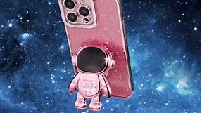 Buleens for iPhone 7 Plus Case for iPhone 8 Plus Case, Girls Women Astronaut Clear Glitter Phone Cases for iPhone 7/8 Plus with Stand, Electroplated Cute Sparkly Phone Cover for iPhone 7/8 Plus Puple