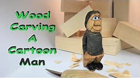 Wood Carving A Cartoon Man - Easy Knife Only Carve