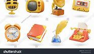 Retro Objects 3d Vector Icon Set Stock Vector (Royalty Free) 2204373329 | Shutterstock