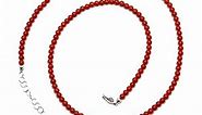 Handmade Tiny Red Coral Choker Necklace, 2mm Bright Red Gemstone Necklace, Beaded Choker