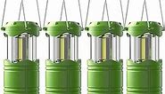 Lichamp 4 Pack LED Camping Lanterns, Battery Powered Camping Lights COB Super Bright Collapsible Flashlight Portable Emergency Supplies Kit, Green