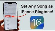 (iOS 16) How to set ANY Song as iPhone Ringtone - Free and No Computer!