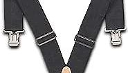 AWP Work Suspenders | 2" Fully-Adjustable Webbing Work Suspenders with Heavy-Duty Bite Clips | Black