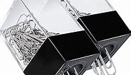 2 Magnetic Paper Clip Dispenser Boxes with 100 Metal Paper Clips Each,Black