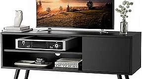 Cozy Castle TV Stand for 50 Inch TV, Modern TV Console with Shelves for Living Room Bedroom, Black Entertainment Center for Flat Screen TV, Wood TV Stand for TVs up to 50", 43.3 inch