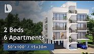 6 Apartments with 2 Bedrooms House Tour on 50X100 Plot - DPRO.design