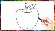 How To Draw An Apple Step By Step | Apple Drawing EASY | Super Easy Drawing Tutorials