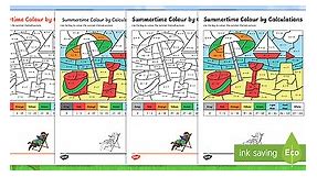 KS2 Summer-Themed Times Table Colour by Calculation Worksheets