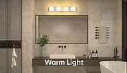 SOLFART Bathroom Light Fixtures, 4-Light LED Bathroom Vanity Lights Over Mirror, Dimmable Modern Bathroom Lighting (Chrome, 4-Light)
