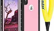 Temdan for iPhone Xs Max Case Waterproof,IP68 Waterproof Built-in Screen Protector with Floating Strap Full Body Protective Heavy Duty Shockproof Cover for iPhone Xs Max 6.5 inch Pink