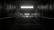 Creepy Abandoned Dark Tunnel Corridor Flickering Fluorescent Lights 4K Background VJ Video Effect