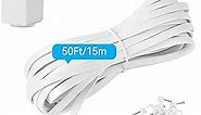 Uogw 50FT Power Cable Compatible with WYZE Cam Pan V3, USB to 90 Degree Micro USB Extension Charging Cable for WYZE Cam Pan V3,L-Shaped Flat Power Cord (White)
