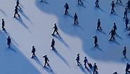 Silhouettes Of People Commuting To Work In The Office Building