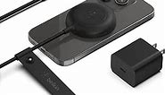 Belkin 7.5W Magnetic Portable Wireless Charger Pad - 6.6ft/2M Long Cable - MagSafe Compatible Charger - iPhone Charger Compatible w/ iPhone 15, iPhone 14, iPhone 13 - Power Supply Included - Black