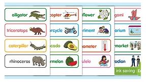 Four Syllable Word Cards with Pictures