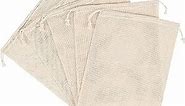 PALTERWEAR 100 Percent Natural Cotton Double Drawstring Mesh Bag For Herbs, Nuts, Spices (10 x 12 Inch - Set of 5)
