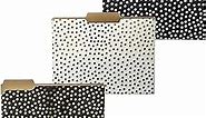 Graphique Designer Black, White, and Gold Polka Dots File Folders | Set of 9 (3 Designs) | Letter Size Organizers | Decorative Office Supplies | Durable Coated Cardstock | 1/3-Cut Tabs