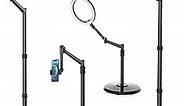 Smatree Double Sided Clip Tablet Floor Stand,360° Flexible Height Adjustable for 4.7-12.9inch Cell Phone/Tablet, 10.2-12.9inch iPad, iPhone 14/13 /11/12 Pro Max,Good for Bed, Kitchen, Office