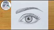 Easy way to draw a realistic eye for Beginners step by step (Using only 1 pencil)